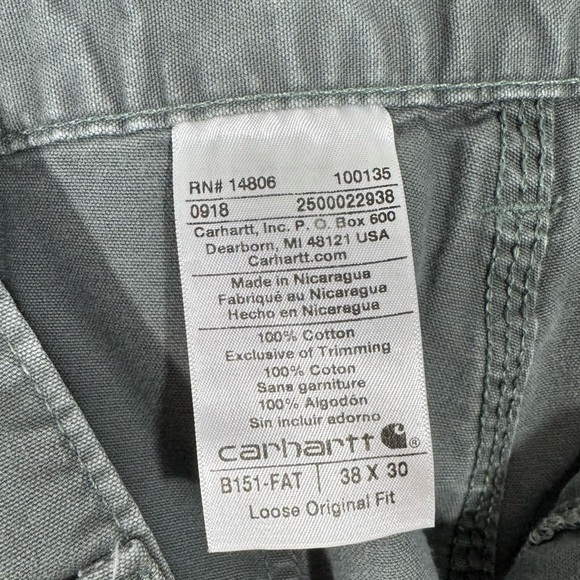 Carhartt Loose Original Fit Work Pants Mens 38/30 Grey 100% Cotton Carpenter EUC - Picture 9 of 10